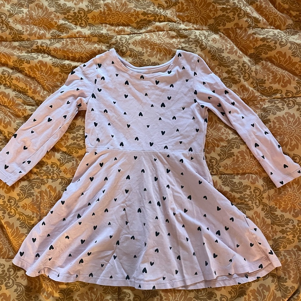 H&M White Dress with Black Heart Pattern